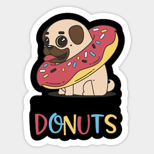 I Puggin Love Donuts Funny Pugs Gifts Sticker